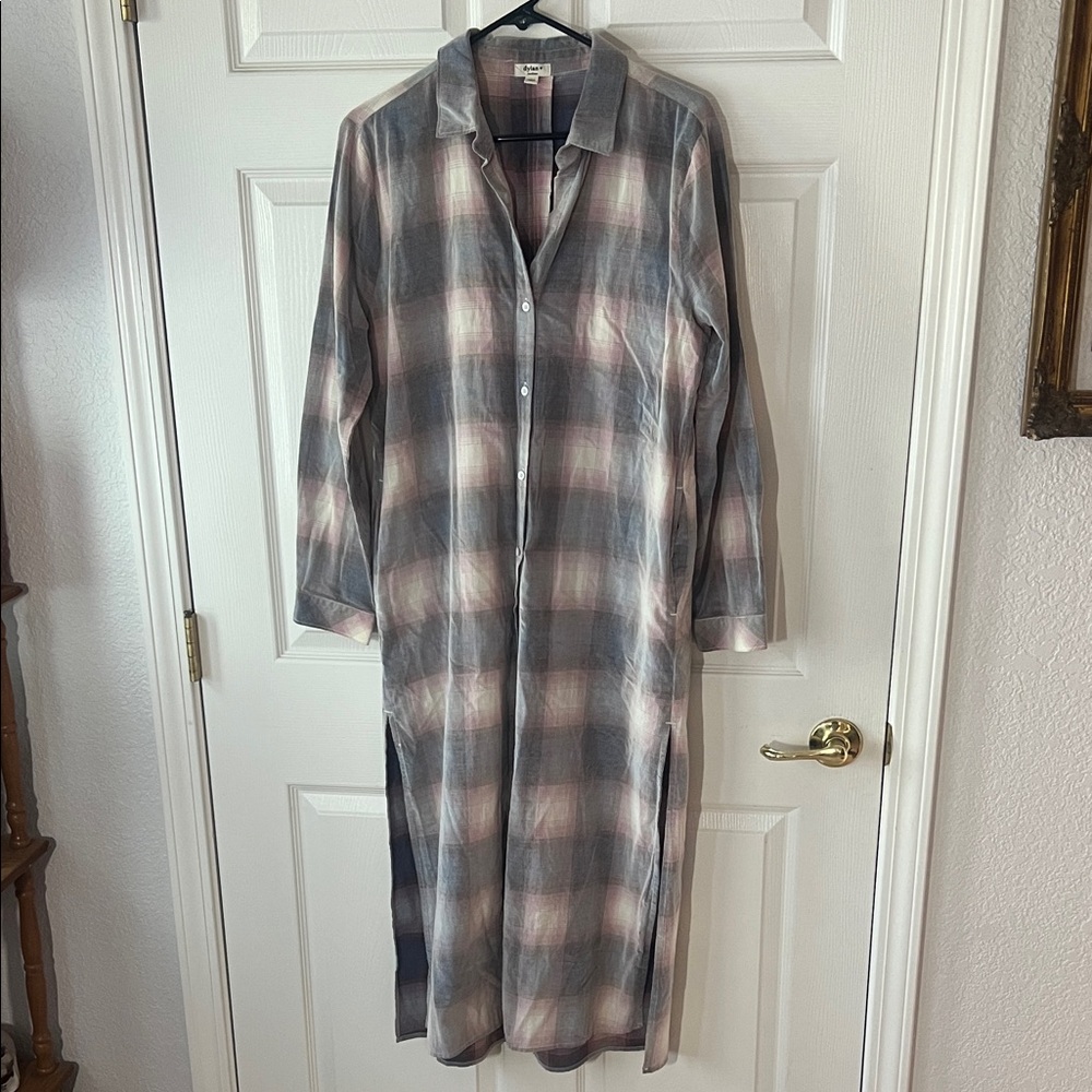 Dylan Multi-Color Textured Plaid Maxi Dress, Sz‎ Medium